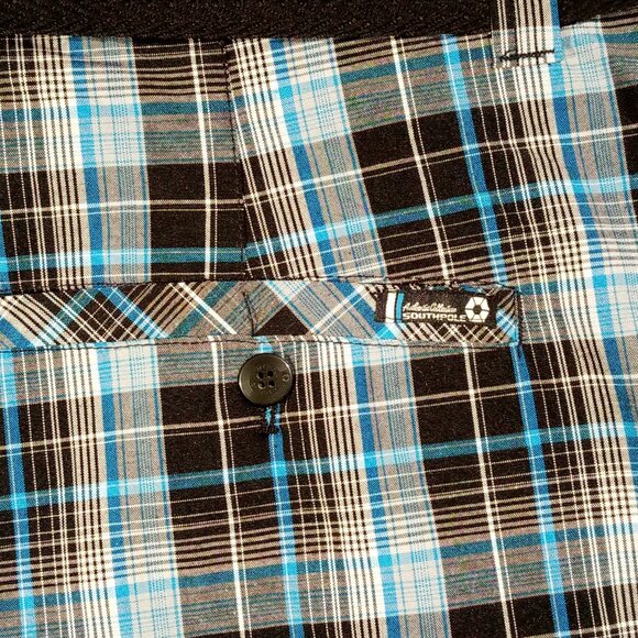 SOUTHPOLE Shorts  Men's 46  Blue/Black Plaid  Belt Included  Long  Baggy  NWT - Picture 9 of 11